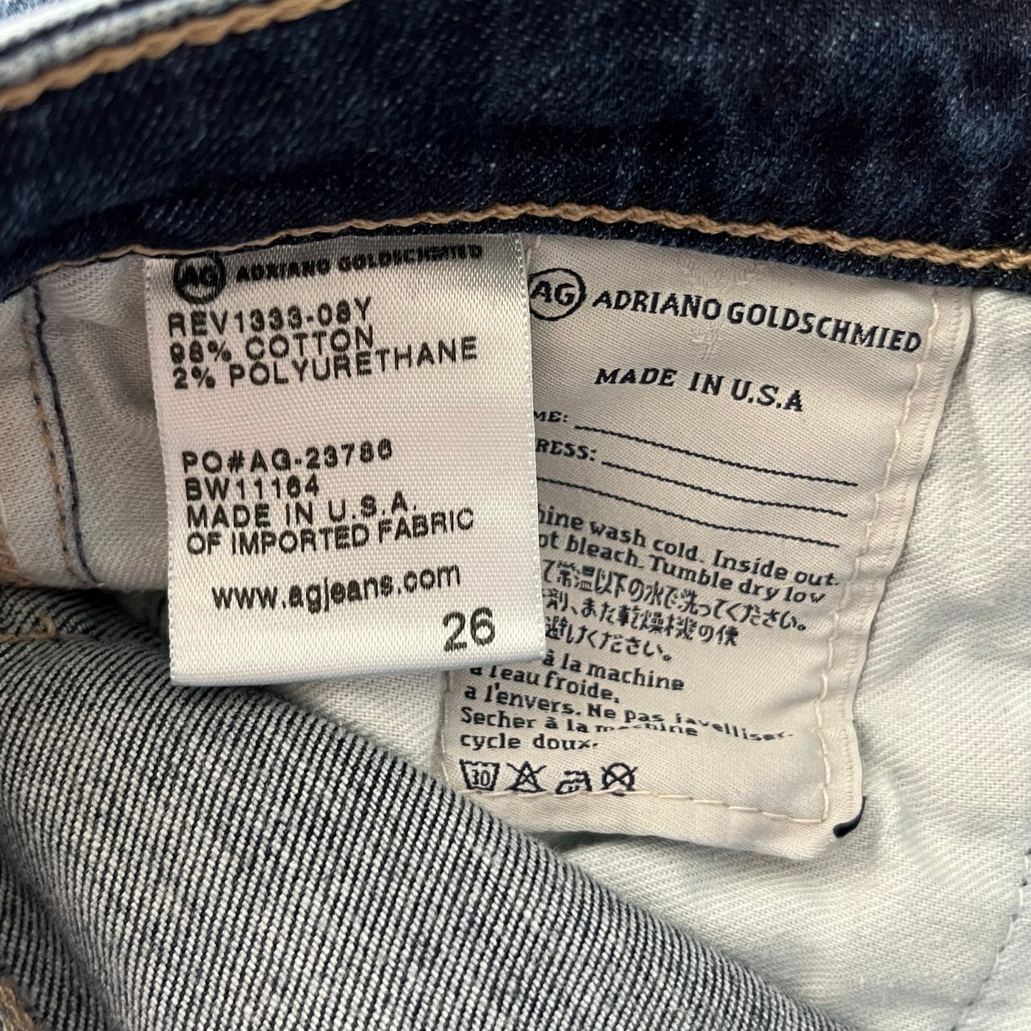 AG Adriano Goldschmied 'The Stilt Roll-Up' Cigarette Roll-Up Jeans - Size 26