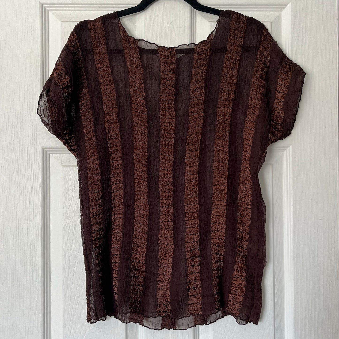 Sheer Stripe Crinkle Top - Size UNKNOWN