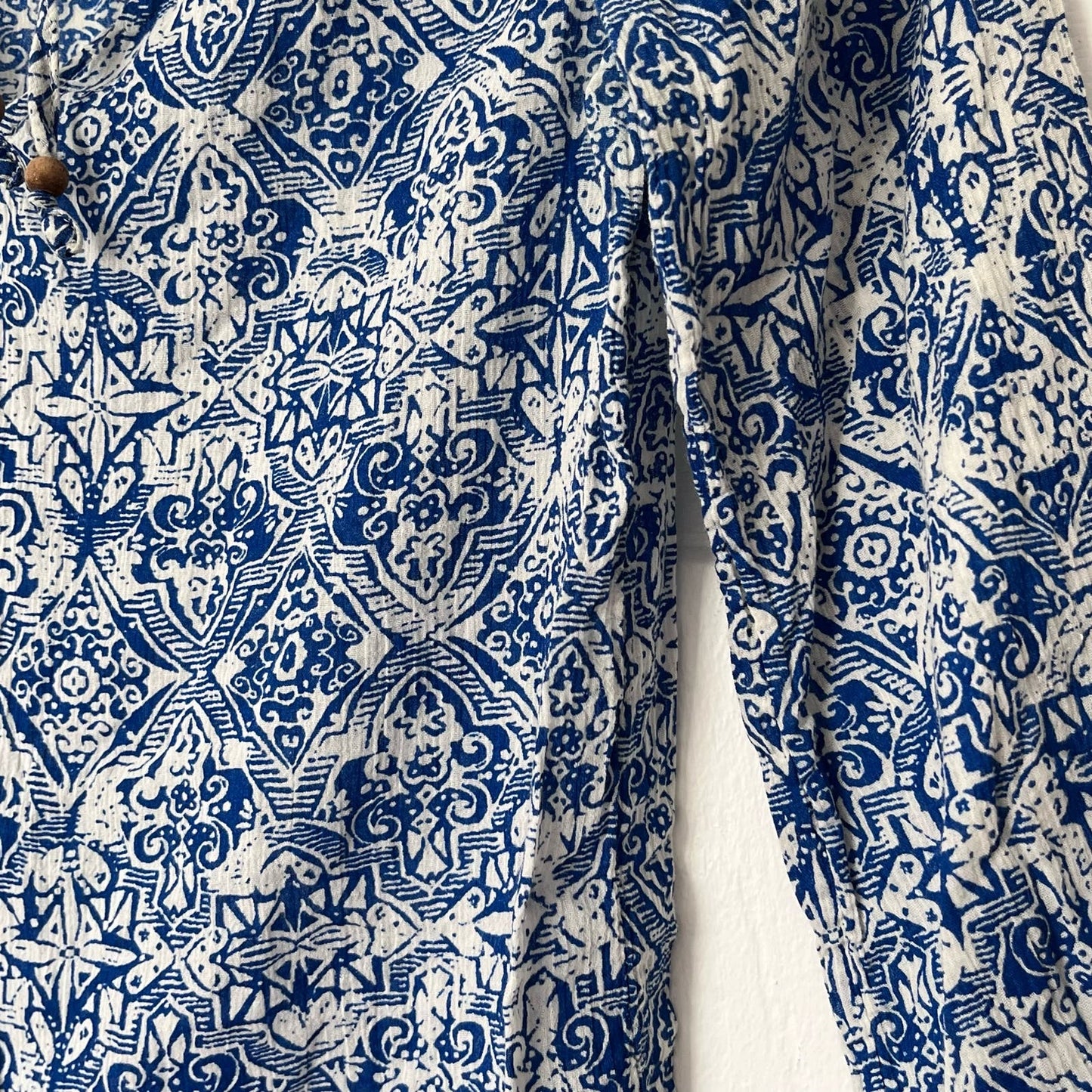 Lucky Brand Lino Print Peasant Top - Size S