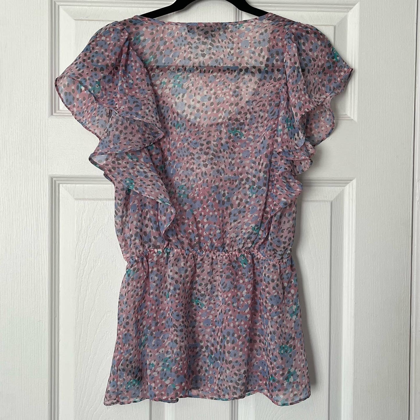 Forever 21 Flutter-Sleeve Tie-Neck Top - Size M