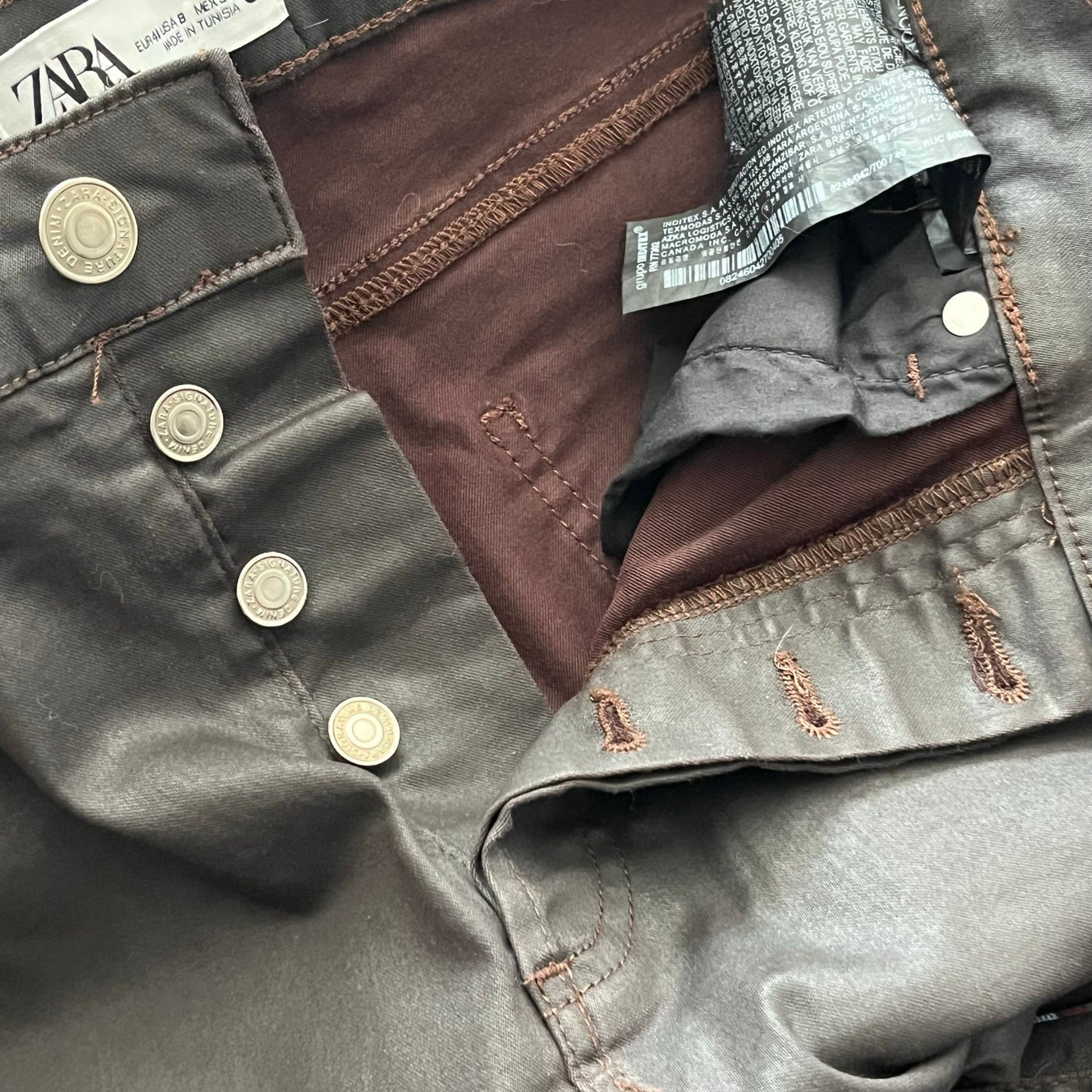Zara The Dreed Flare Raw-Hem Coated Jeans - Size 8