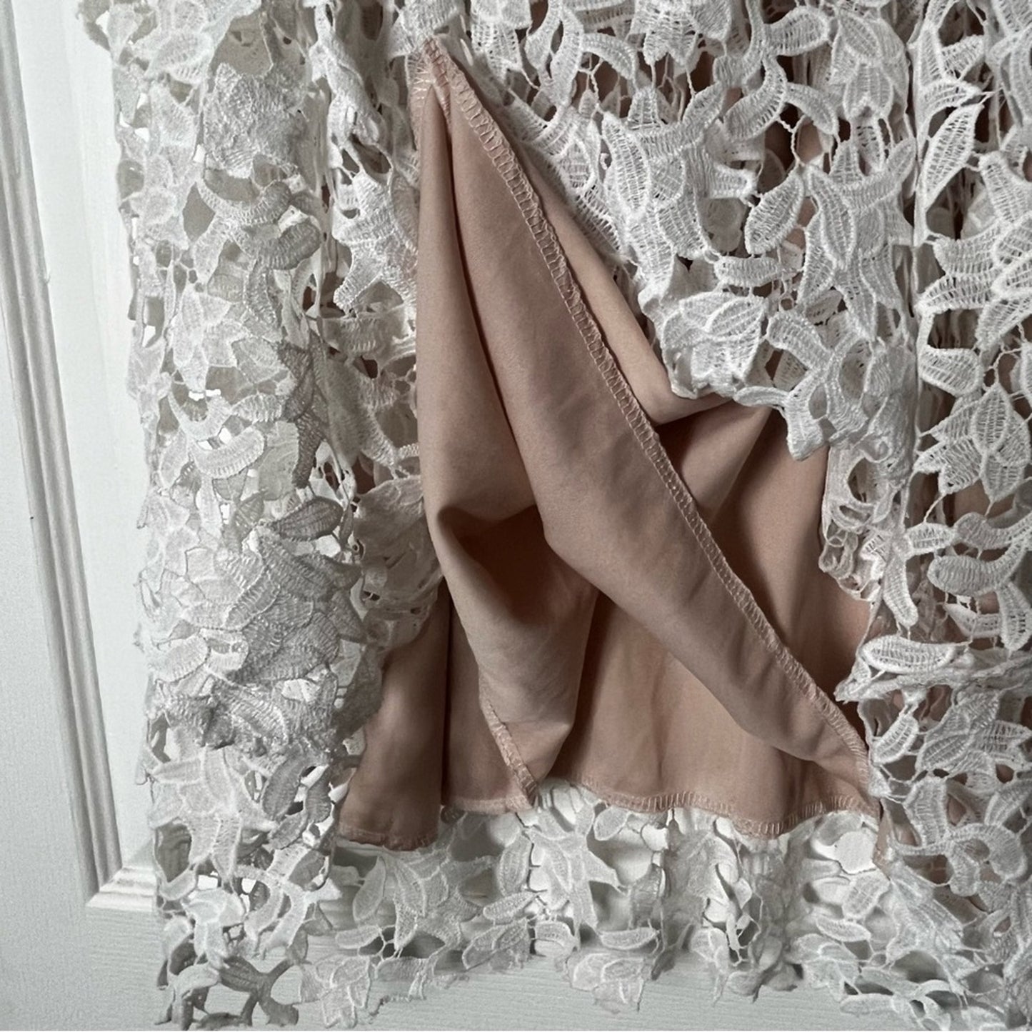 Lace Overlay A-Line Hi-Low Dress - Size M