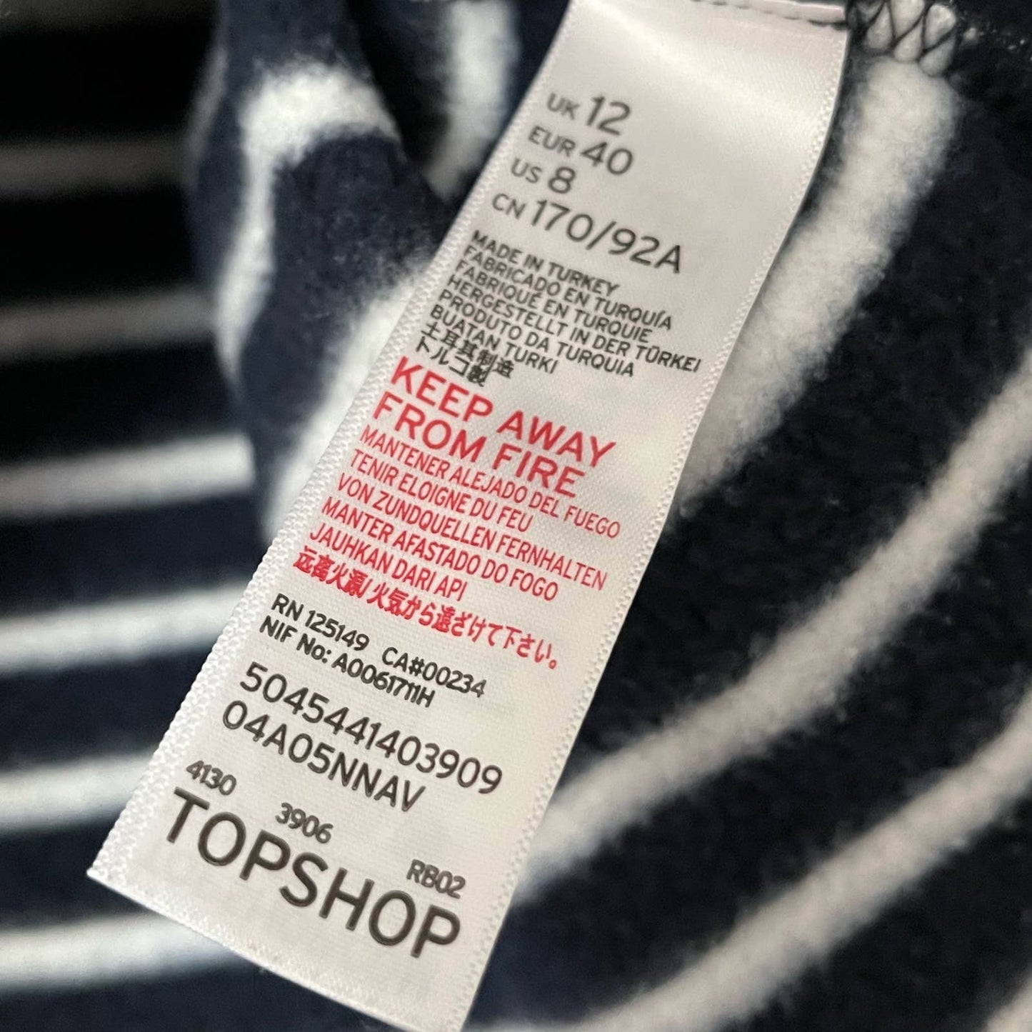 Topshop Striped Cropped 'Forever' Sweatshirt - Size 8