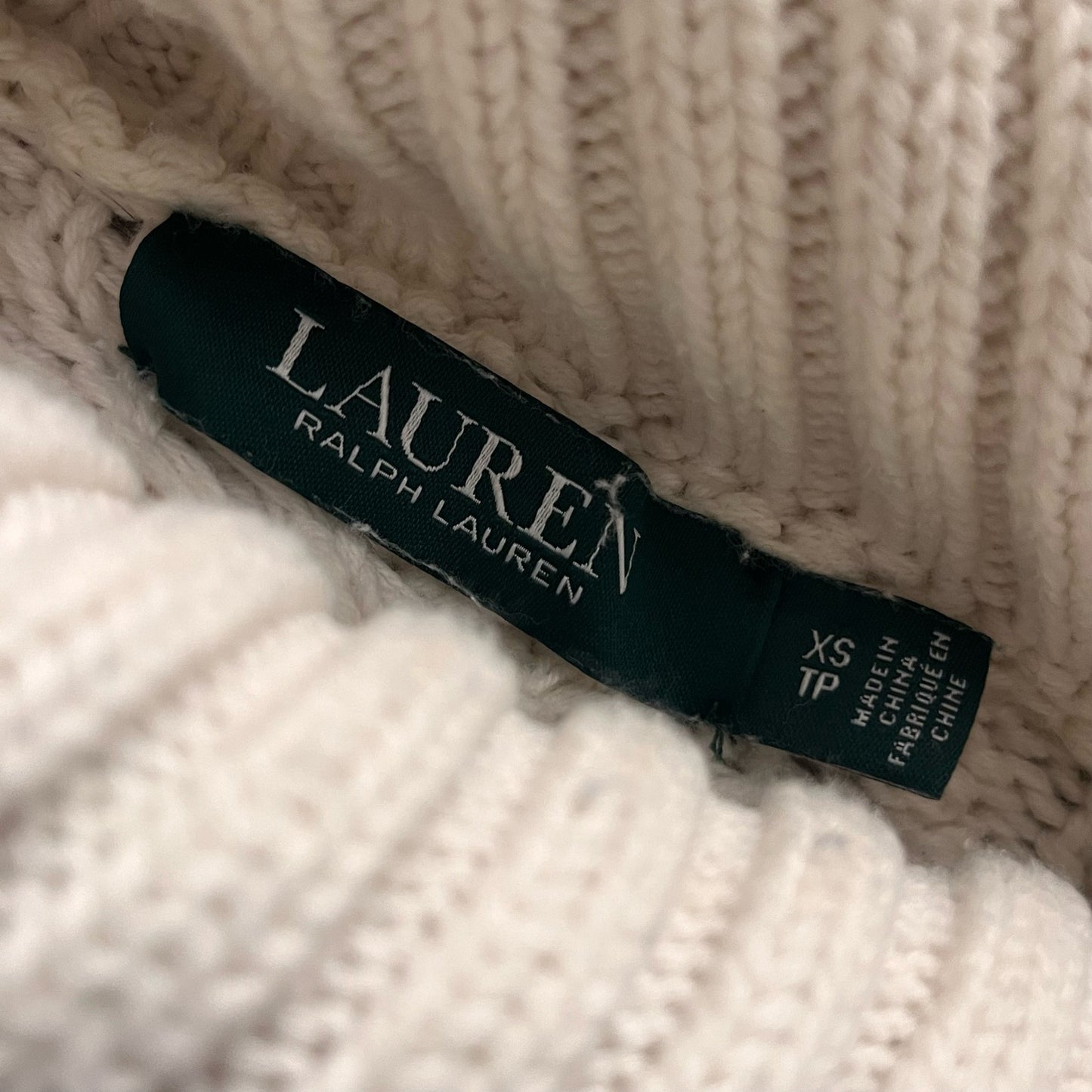 Lauren Ralph Lauren Button-Neck Cable Knit Sweater - Size XS