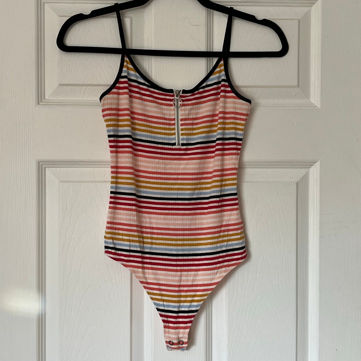 Express One Eleven Striped Ribbed Bodysuit - Size S
