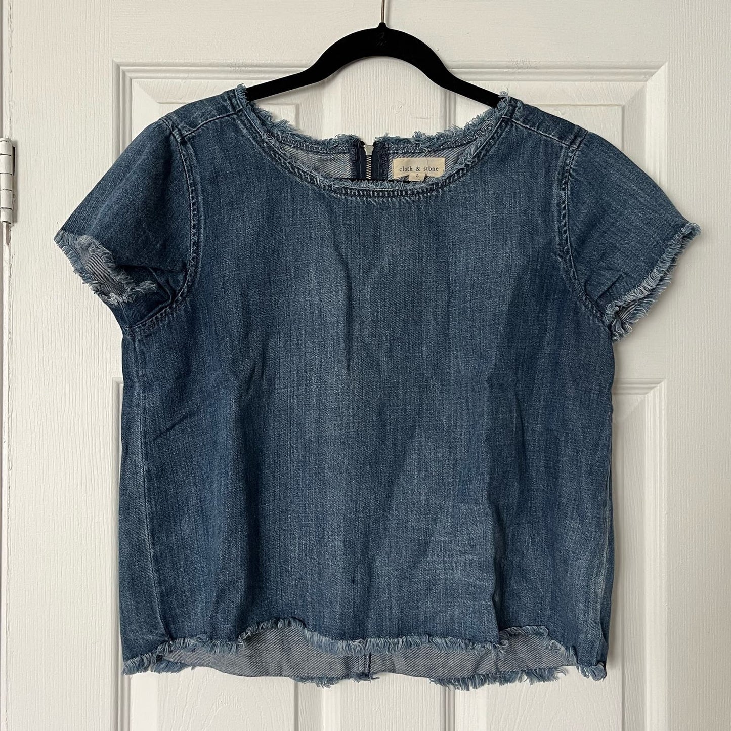 Cloth & Stone Raw Hem Denim Shirt - Size L