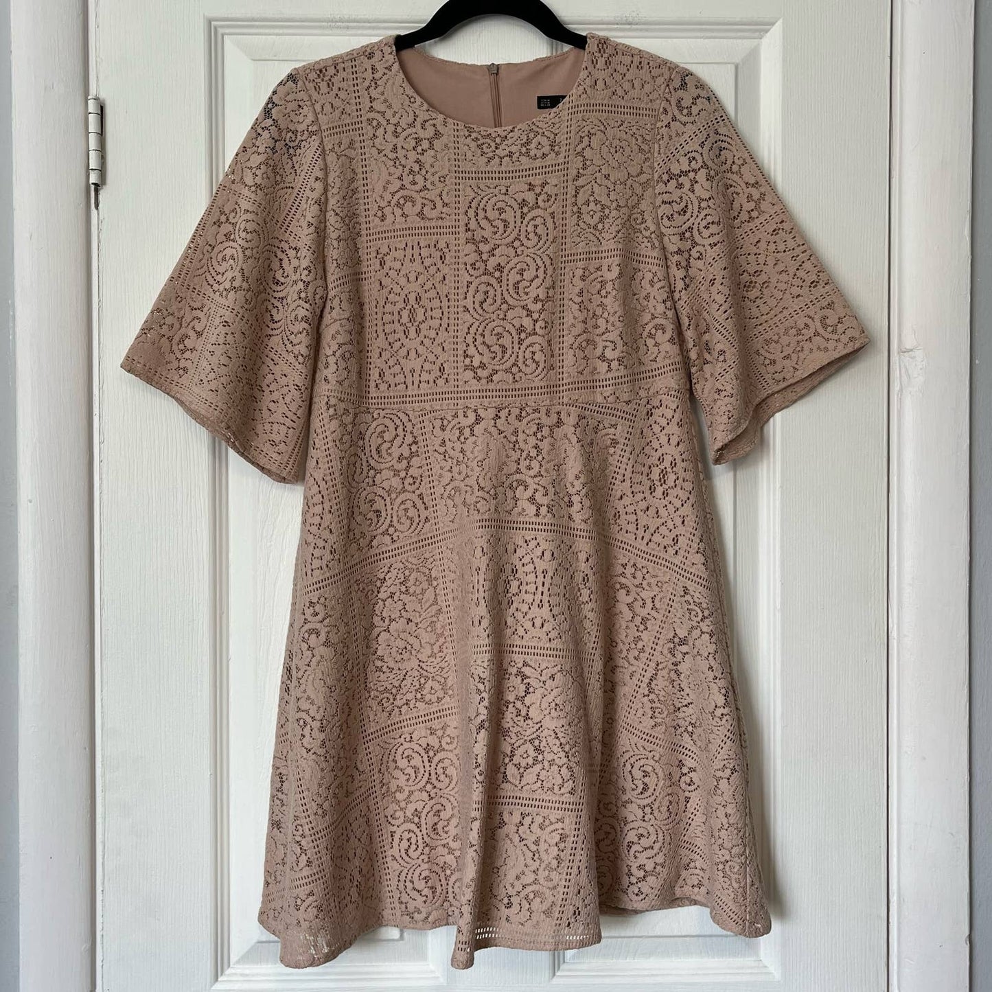 Zara Lace Overlay A-Line Dress - Size M