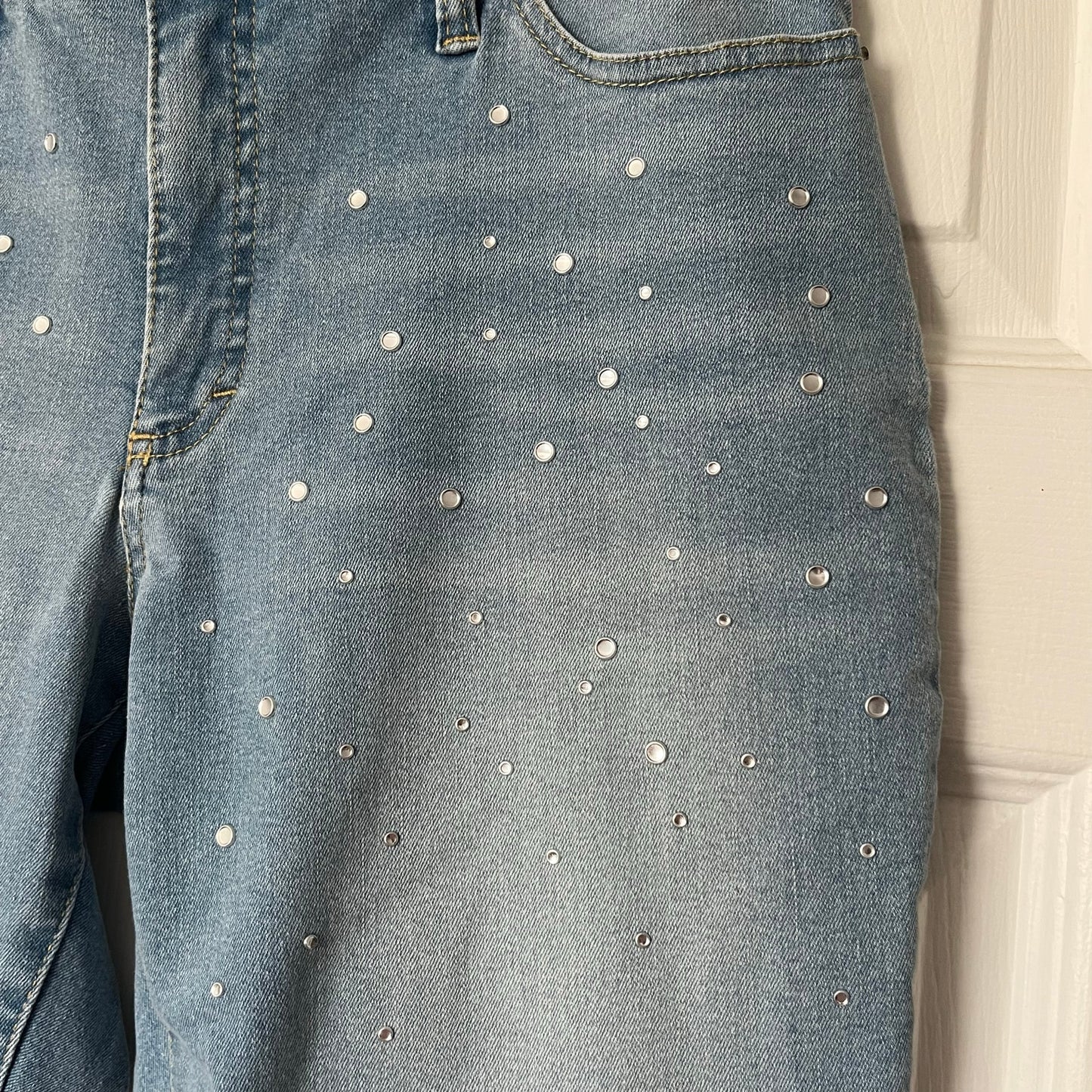 I.N.C. Denim Rhinestone Mid-Rise Skinny Jeans - Size 10