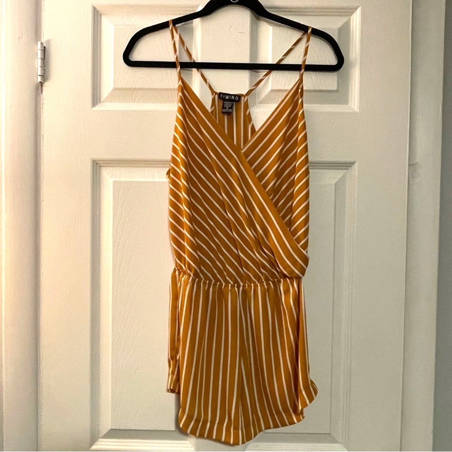 Timing Burnt Orange/White Striped Sleeveless Romper - Size M