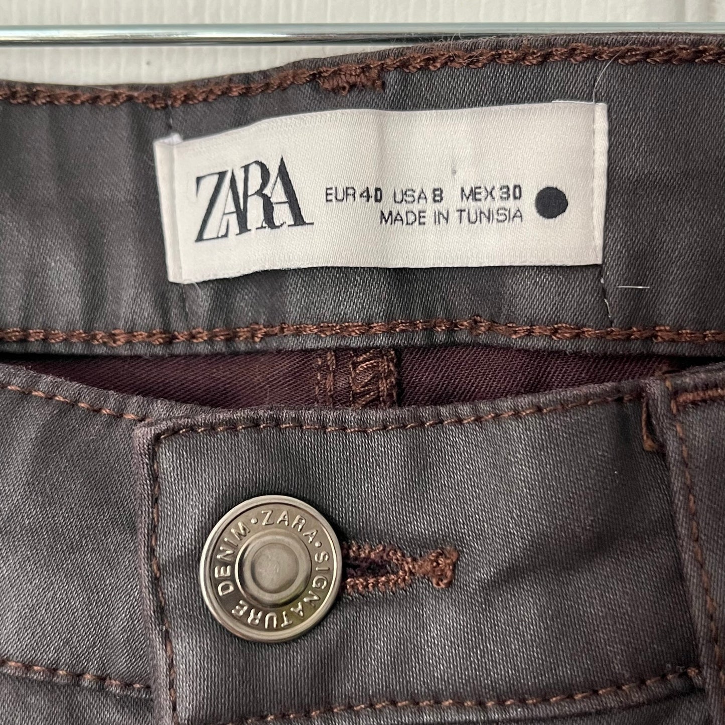 Zara The Dreed Flare Raw-Hem Coated Jeans - Size 8
