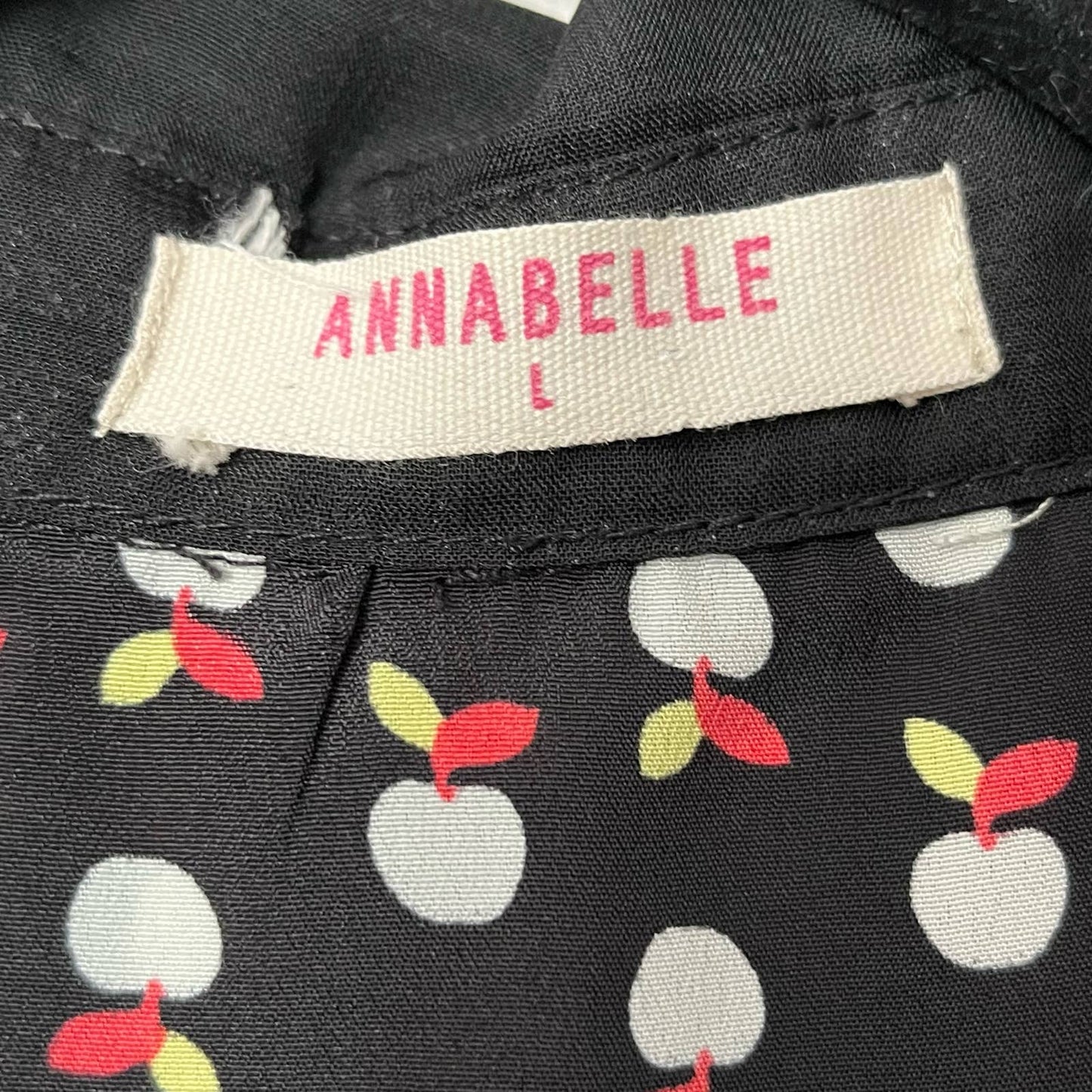 Annabelle Mesh-Front Apple Print Blouse - Size L