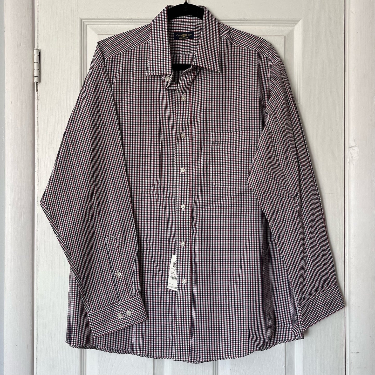 Club Room Regular Fit Plaid Button-Down Shirt - NWT - Size 17 1/2 (34/35)