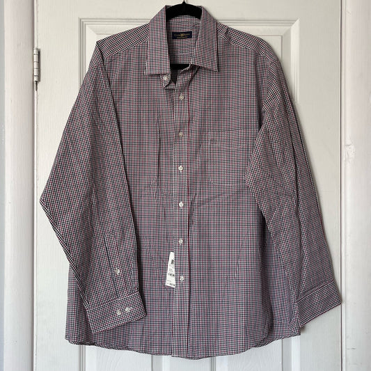 Club Room Regular Fit Plaid Button-Down Shirt - NWT - Size 17 1/2 (34/35)