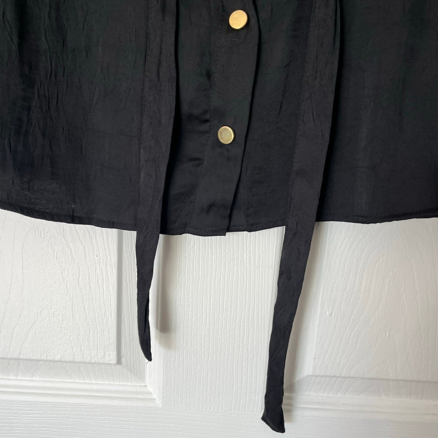 Zara Snap-Front Tie-Waist Blouse - Size S