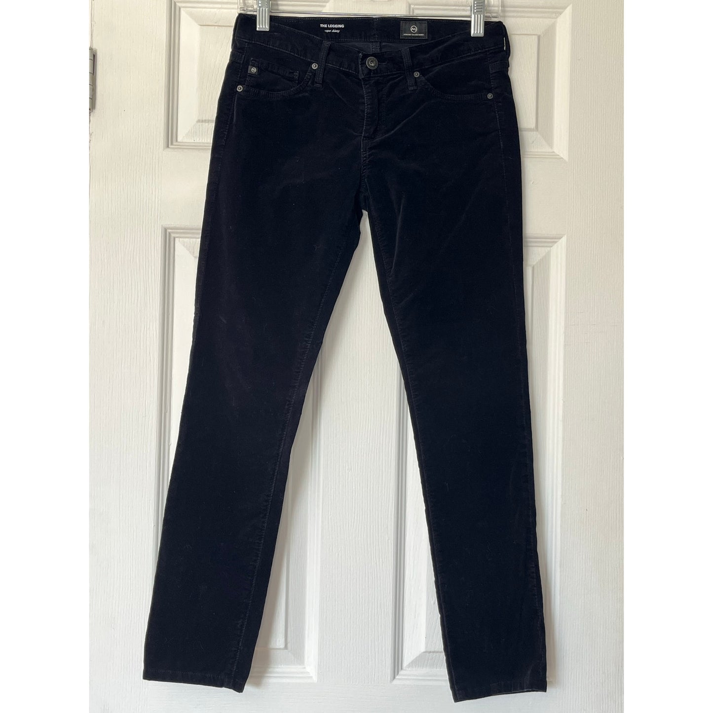 AG Adriano Goldschmied The Legging Super Skinny Velour Jeans - Size 27R