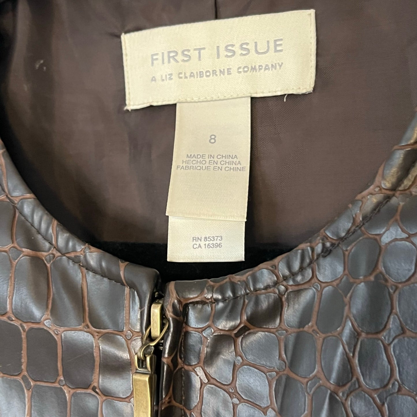 First Issue (Liz Claiborne) Faux Crocodile Jacket - Size 8