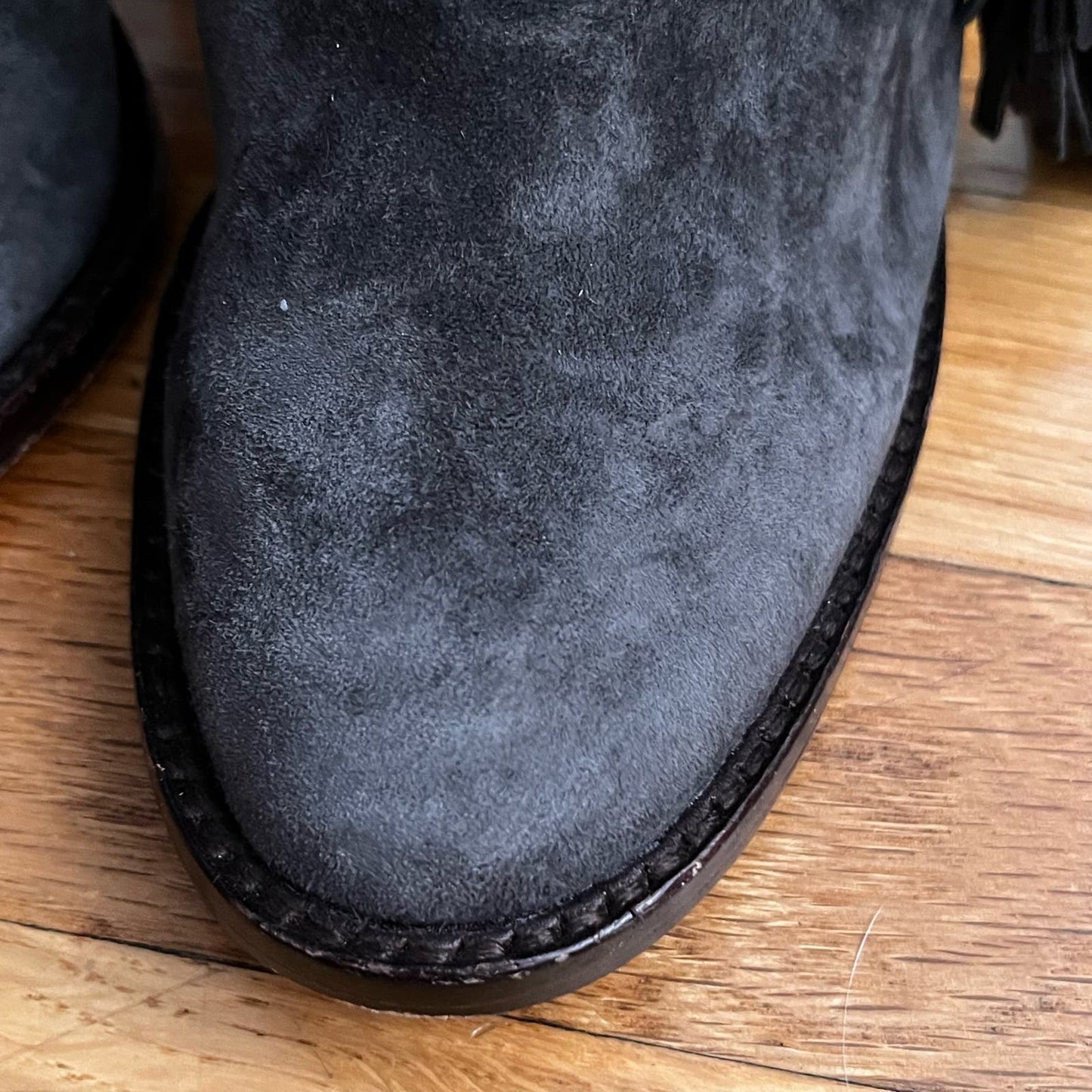 Joie Chap Suede Fringed Tie Ankle Boots - Size 37