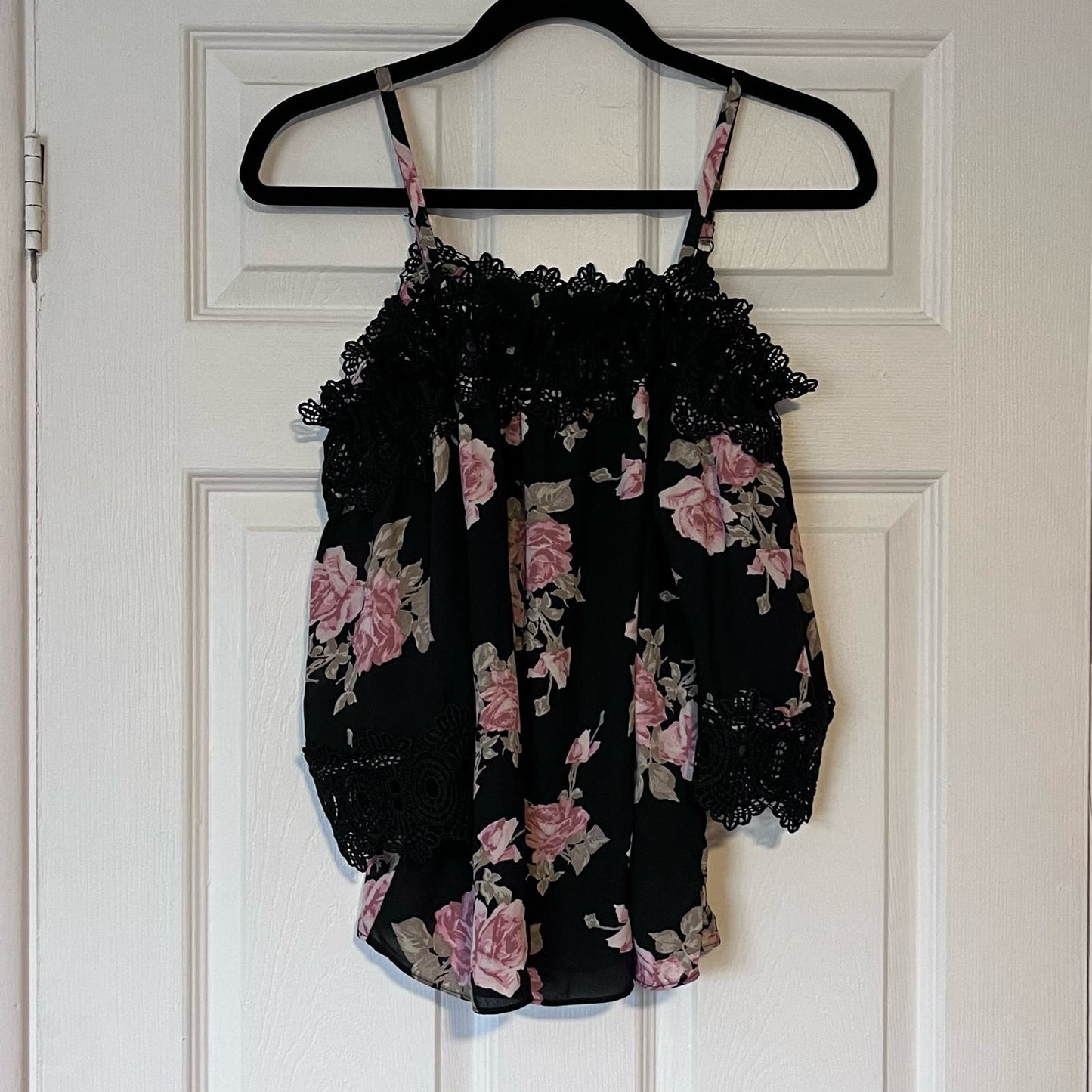 Iz Byer Lace-Trim Off Shoulder Blouse - Size S