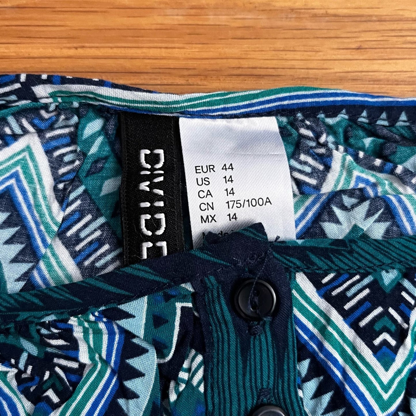 Divided (H&M) Tribal Print Henley Tank - Size 14