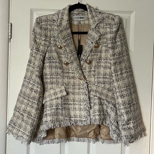 Fashion Nova Talking Business Tweed Jacket - Size S - NWT