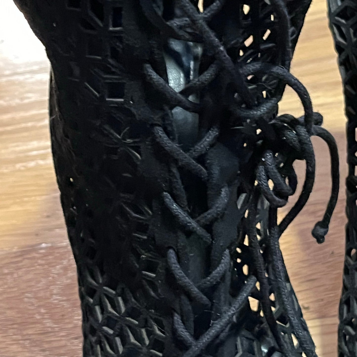 Zara Basic Laser Cut Peep-Toe Lace-Up Heels - Size 40