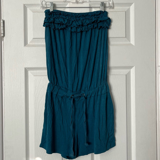 Pink Rose Strapless Drawstring Waist Romper - Size S