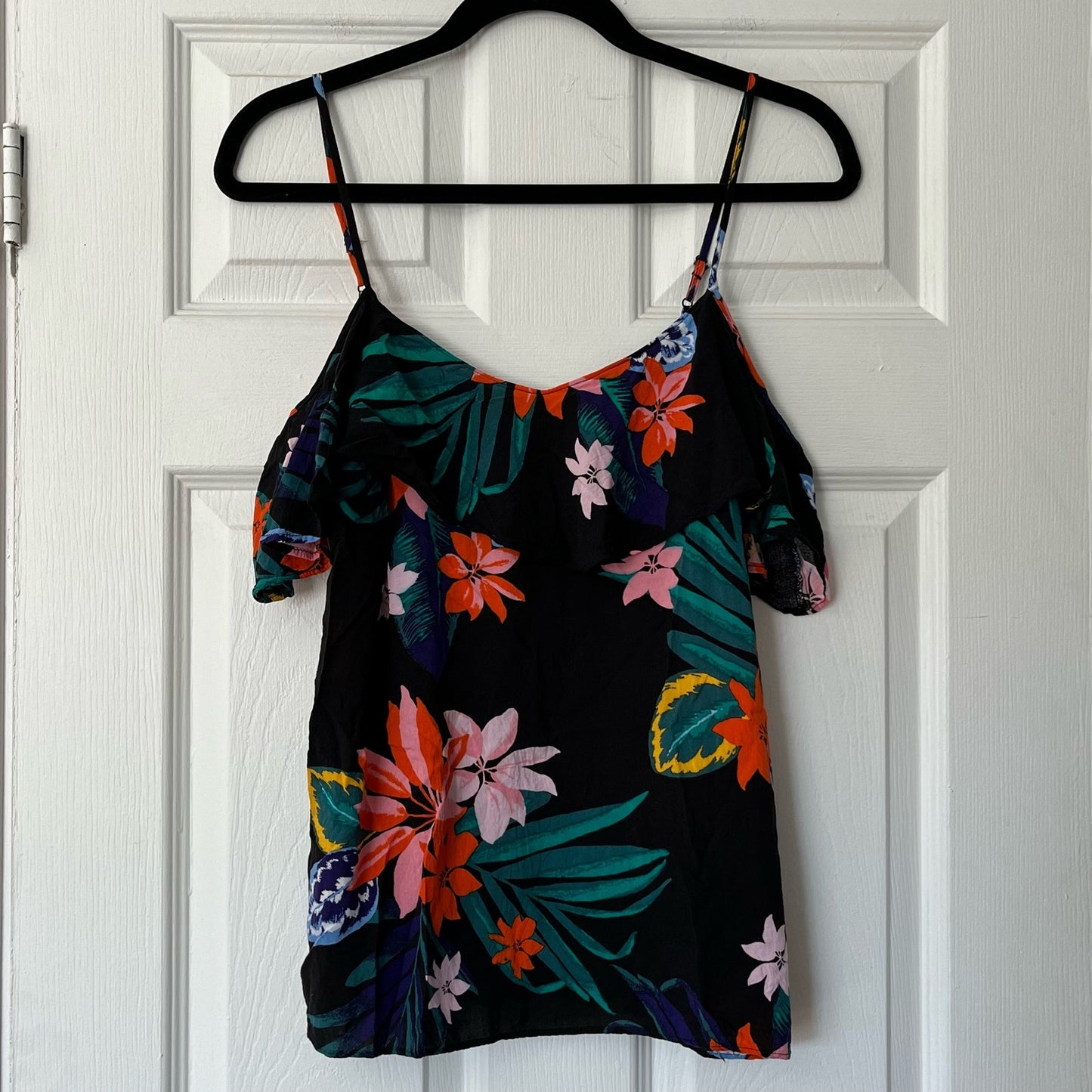 Old Navy Tropical Print Off-Shoulder Ruffle Tank Top - Size S