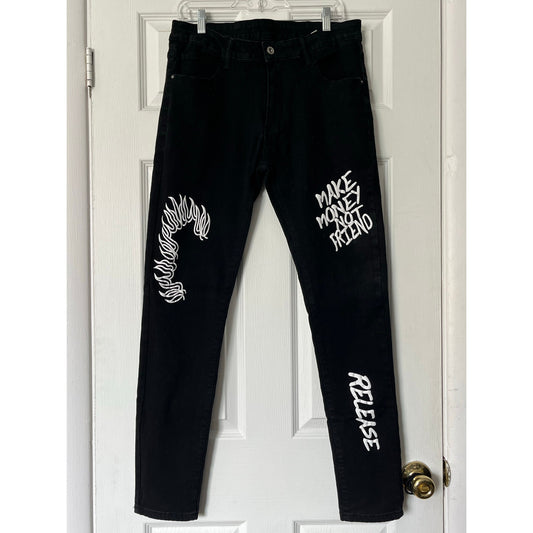 Shein Graffiti Jeans - Size 34