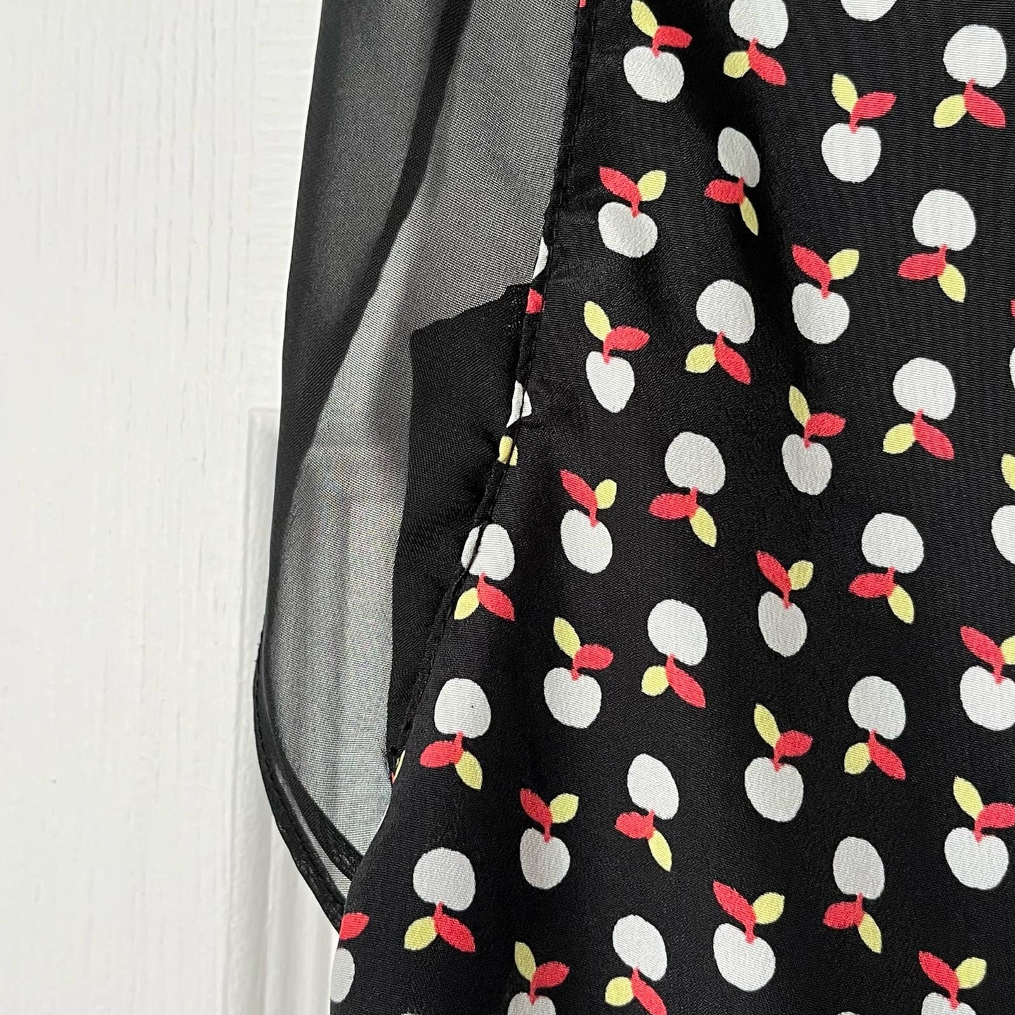 Annabelle Mesh-Front Apple Print Blouse - Size L