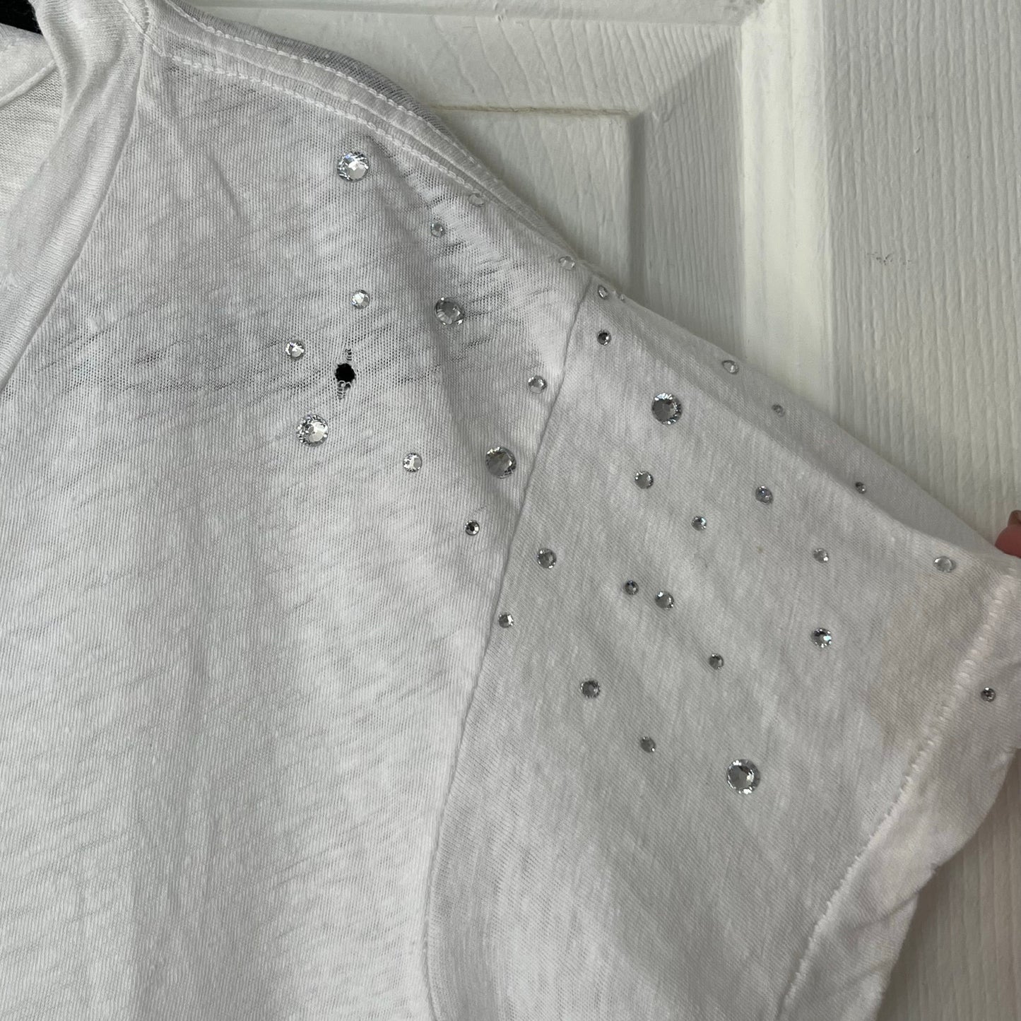 Current/Elliott Destroyed Rhinestone Detail T-Shirt - Size 1 [S]
