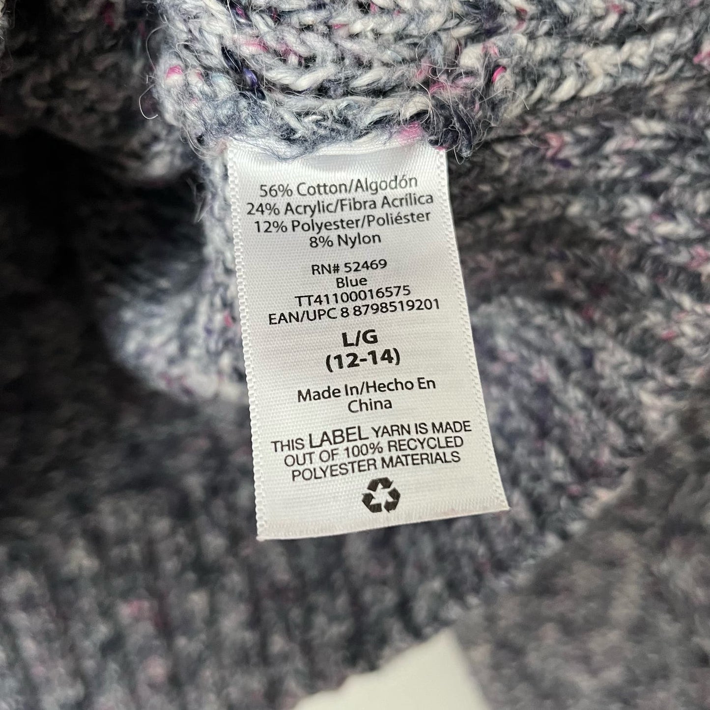Time & Tru Cable Diamond Knit Sweater - Size L