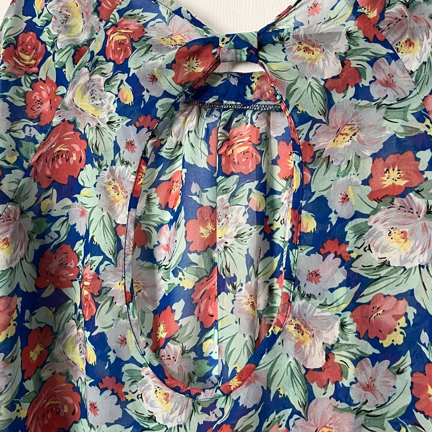 Cotton Candy Sheer Floral Top - Size L