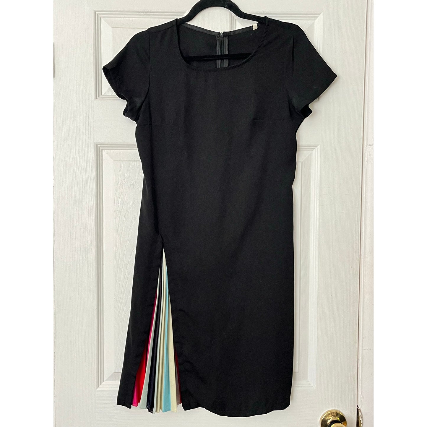 Multicolor Inset Short Sleeve Midi Dress - Size S