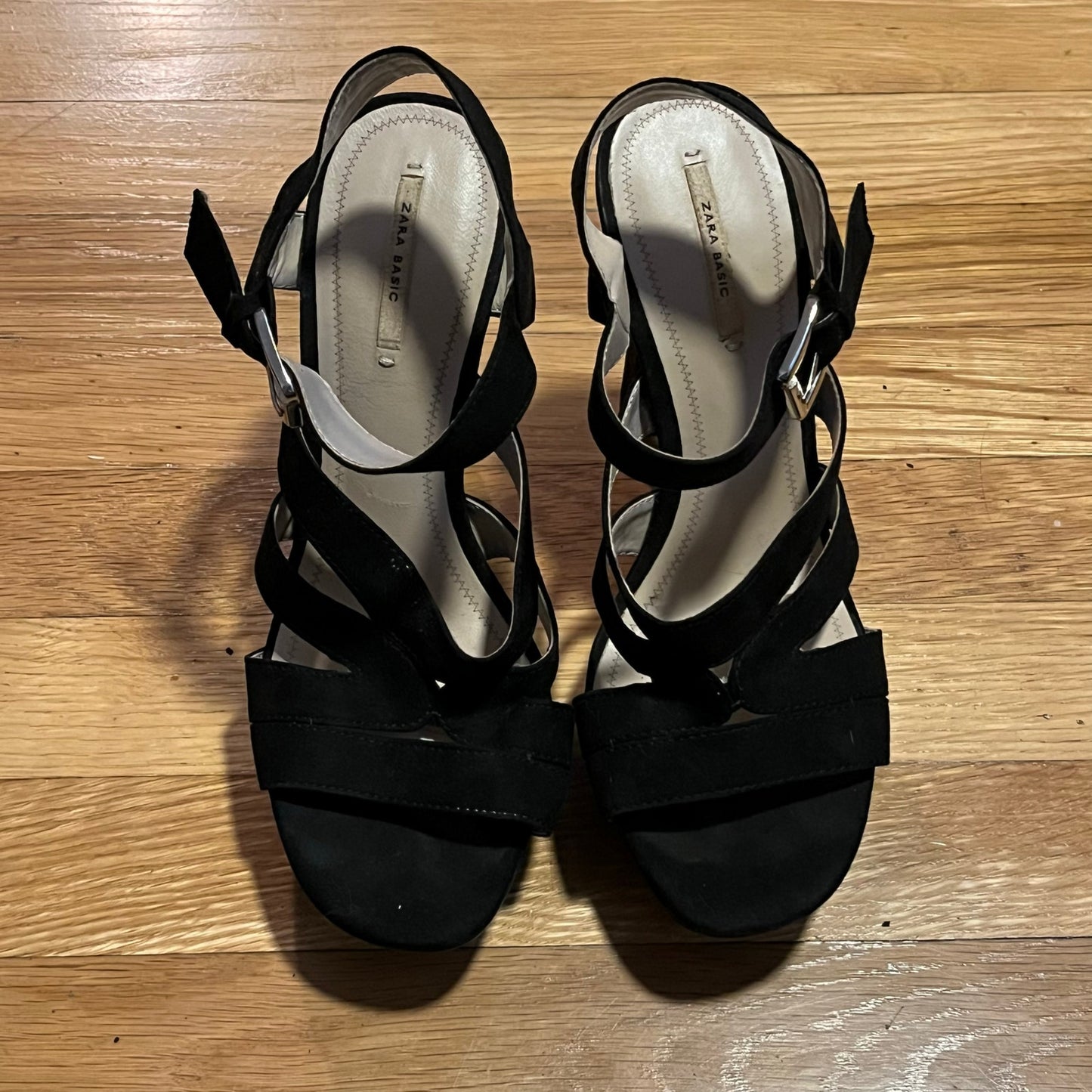 Zara Basic Ankle Strap Block Heels - Size 40