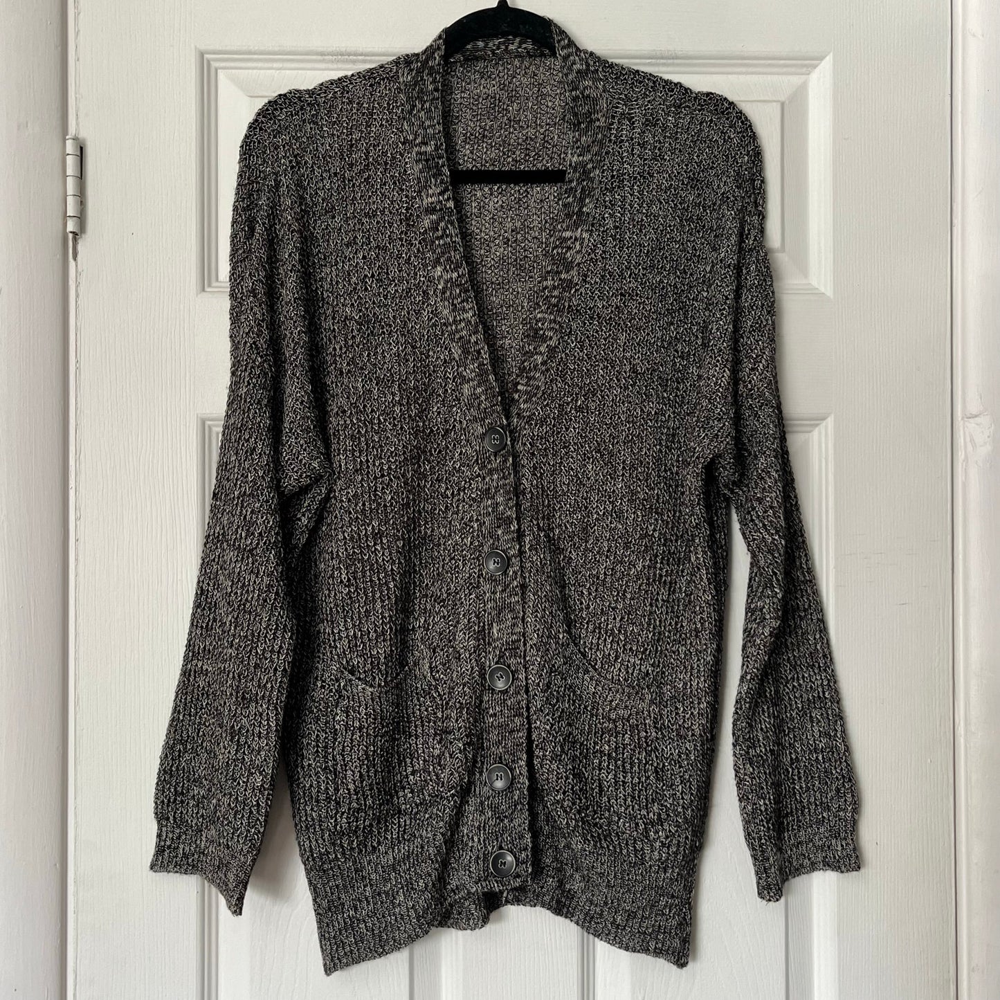 Marled Loose Knit Linen Blend Cardigan - Size M