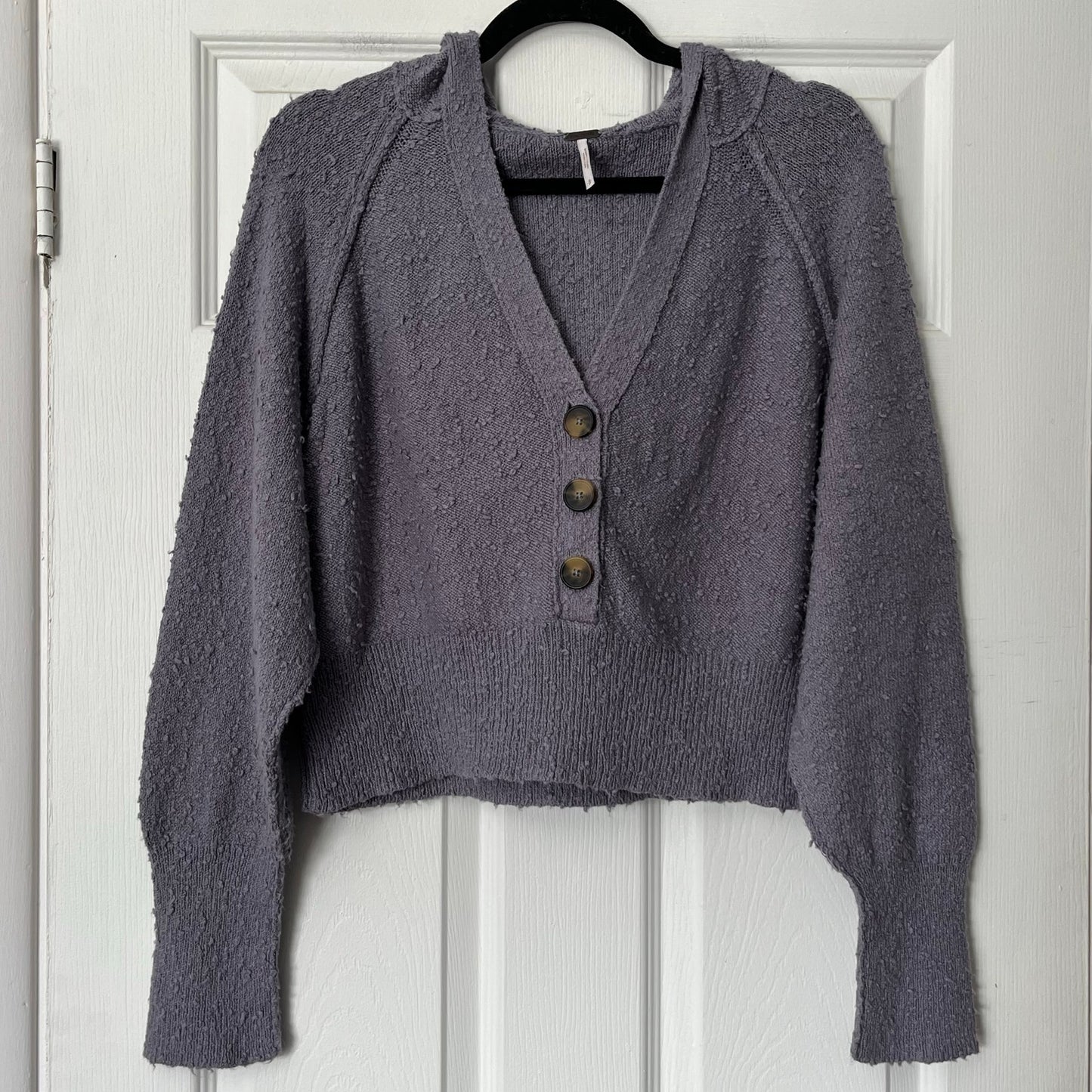 Free People Textured Henley Knit Hoodie Sweater - Size S