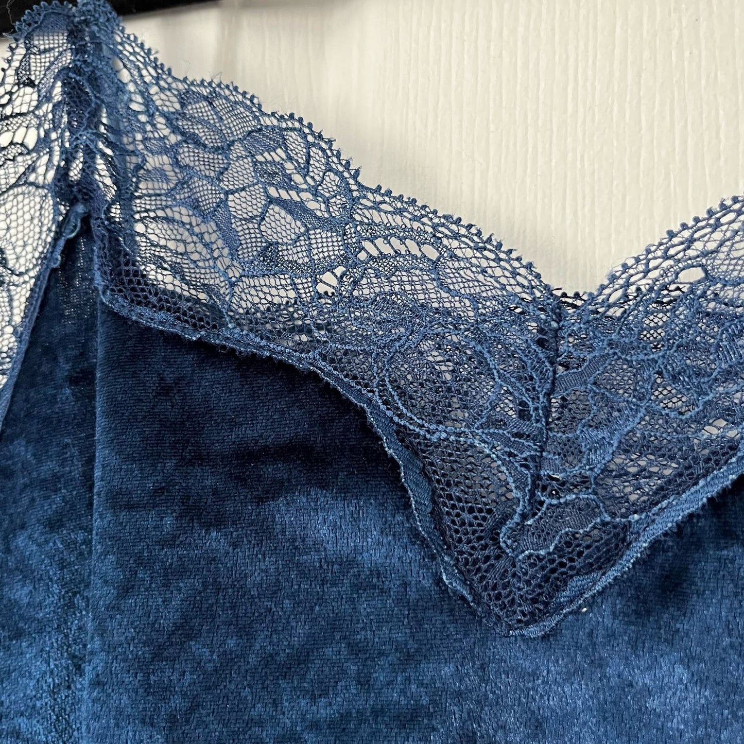 Lace-Trim Velveteen Cami - Size L