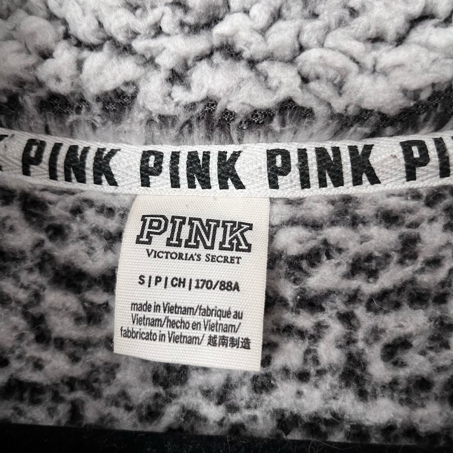 VS Pink Plush Furry Half-Zip Sweatshirt - Size S