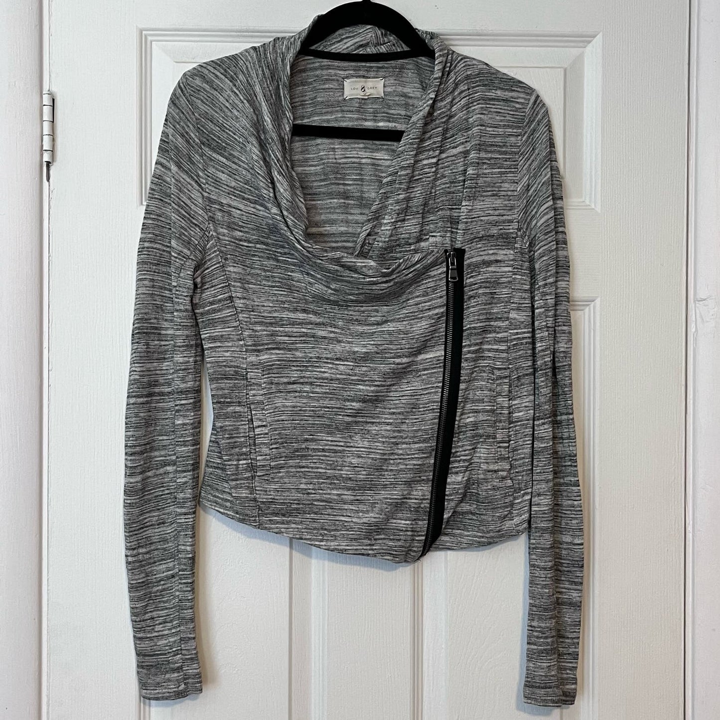 Lou & Grey Zip-Front Space-Dyed Cardigan - Size XS