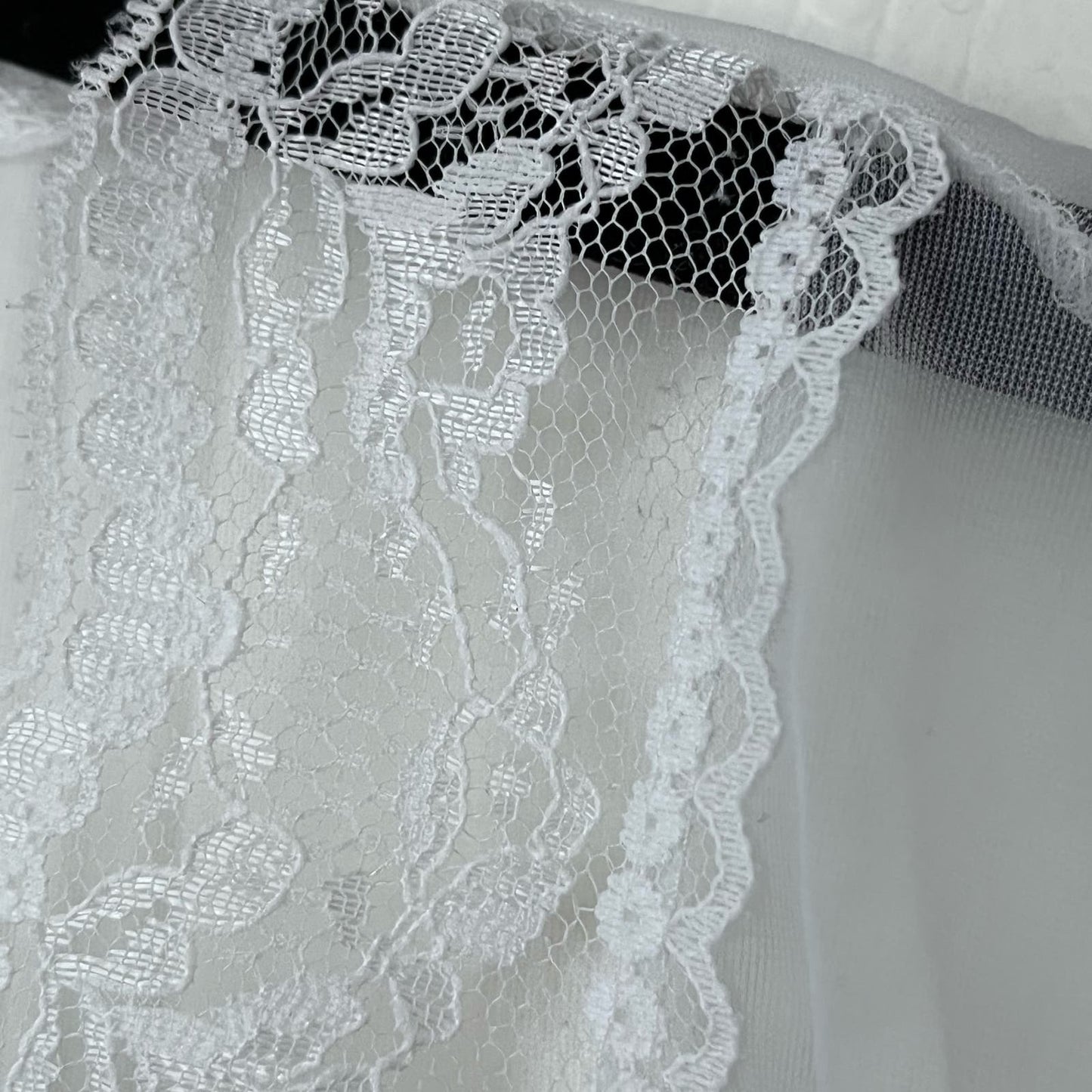Duet Sheer Lace Trim Open-Front Top - Size M