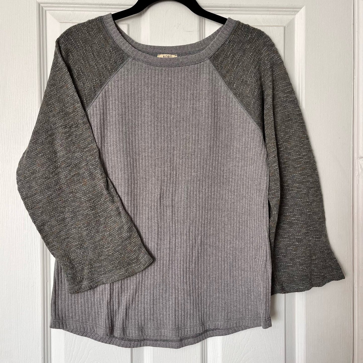 Kori America Ribbed Raglan Knit Top - Size S