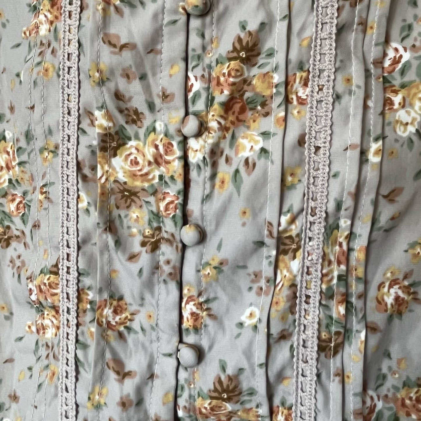 Grove Pleated Button-Front Floral Dress - Size L
