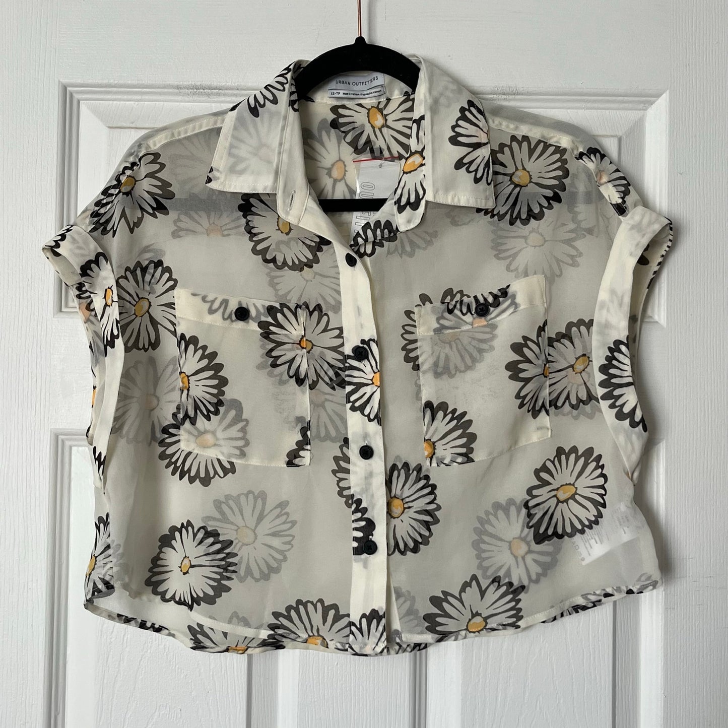 Urban Outfitters Sheer Daisy-Print Blouse - Size XS - NWT