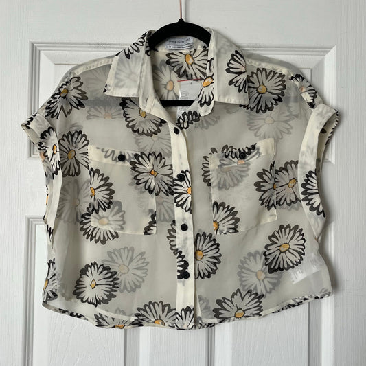 Urban Outfitters Sheer Daisy-Print Blouse - Size XS - NWT
