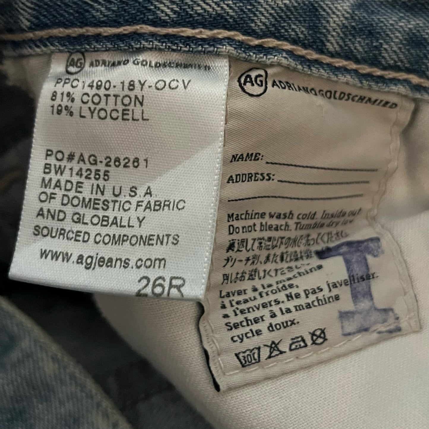 AG Adriano Goldschmied The Nikki Relaxed Skinny Jeans - Size 26R