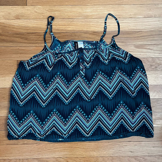 Divided (H&M) Tribal Print Henley Tank - Size 14