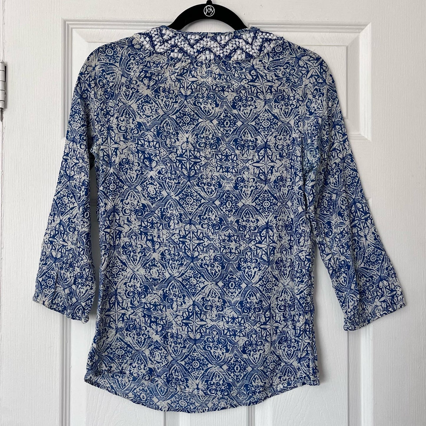 Lucky Brand Lino Print Peasant Top - Size S