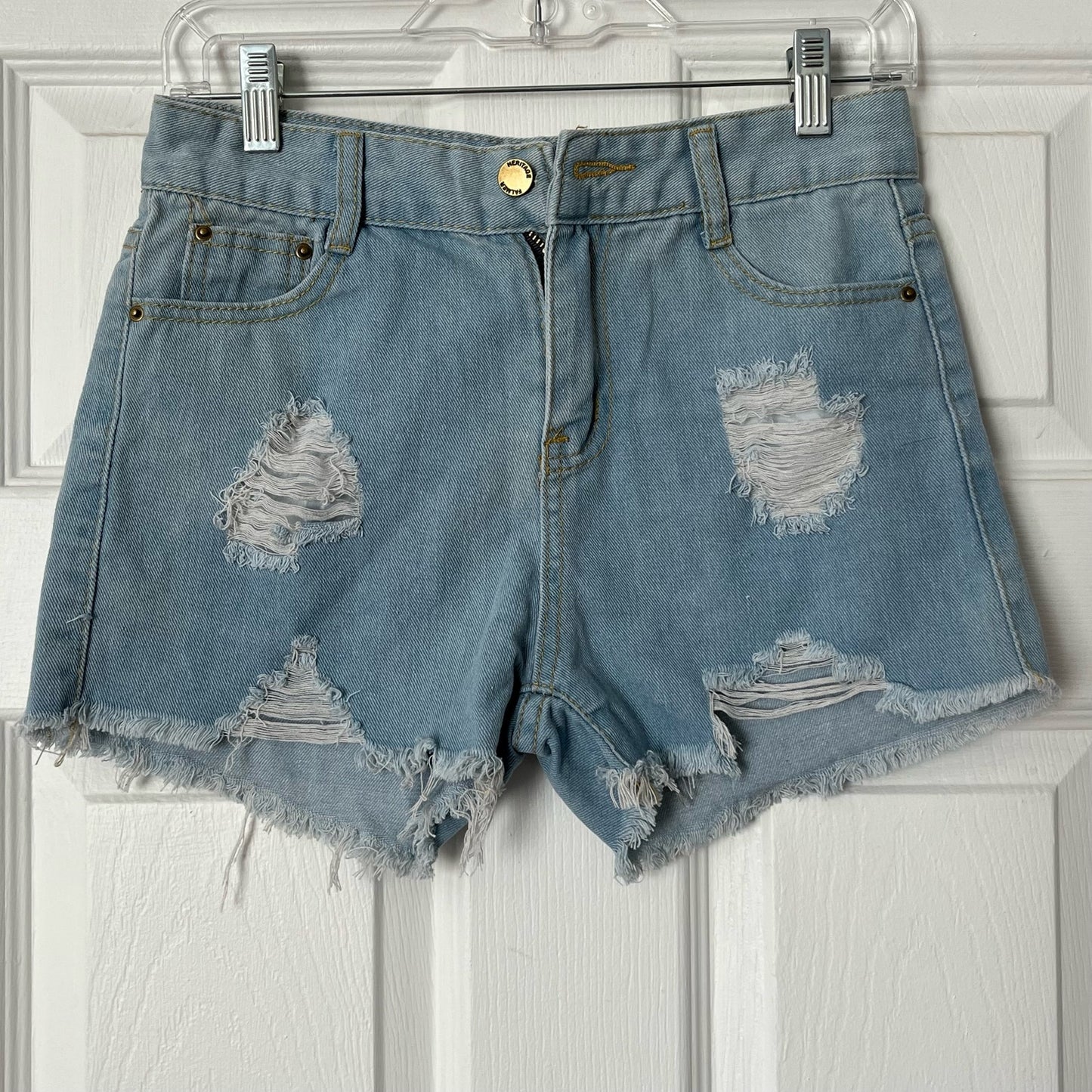 Distressed Cutoff Skeleton Heart Shorts - Size 3