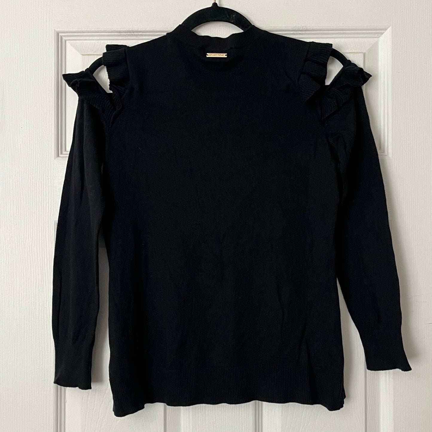Michael Kors Ruffled Cold-Shoulder Sweater - Size S