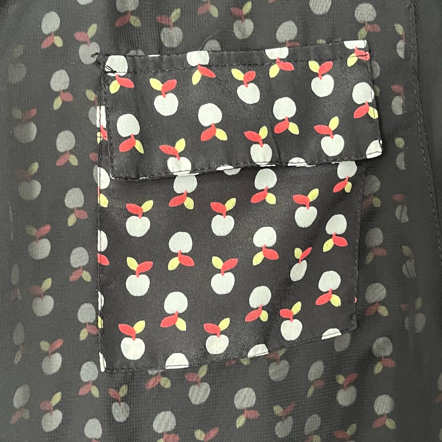 Annabelle Mesh-Front Apple Print Blouse - Size L